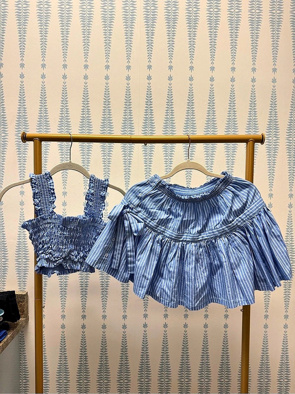 Hill House Striped Matching Set in Blue & White Size XS